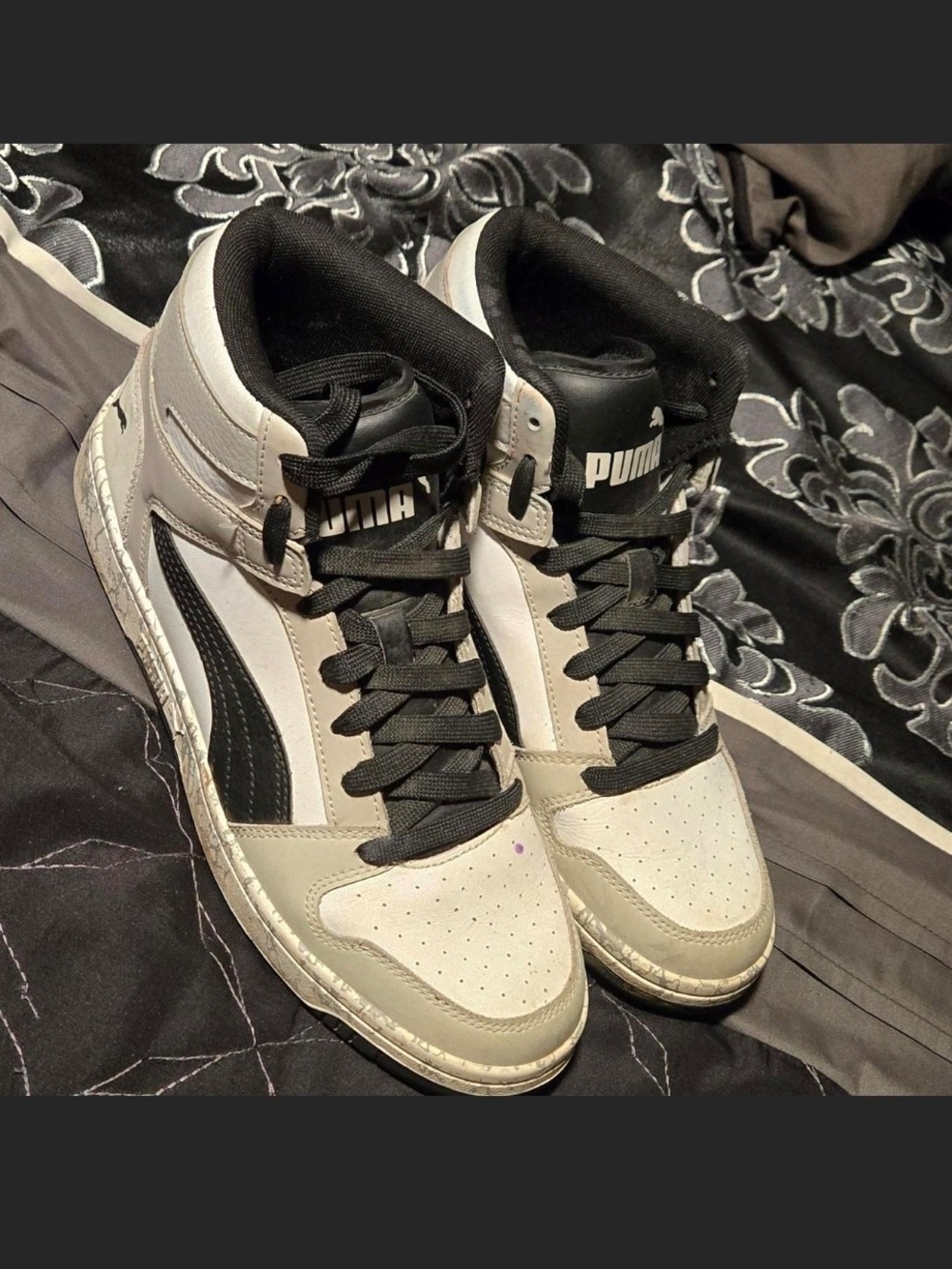 PUMA Men's High-Top Sneakers in White and Black